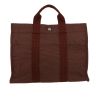 Sac cabas Hermès  Toto Bag - Shop Bag en toile bordeaux et rouge - 360 thumbnail