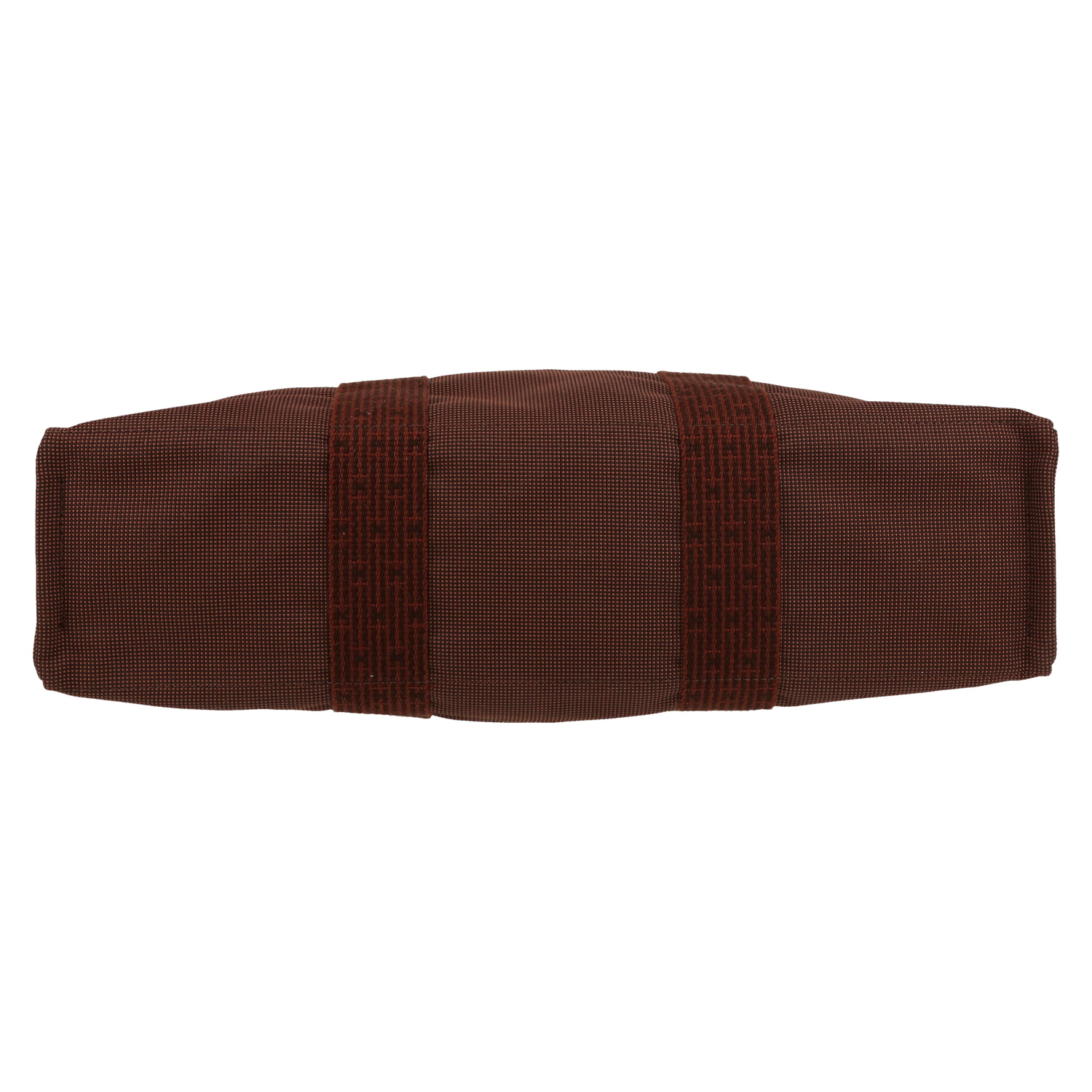 Sac cabas Hermès  Toto Bag - Shop Bag en toile bordeaux et rouge - Detail D1