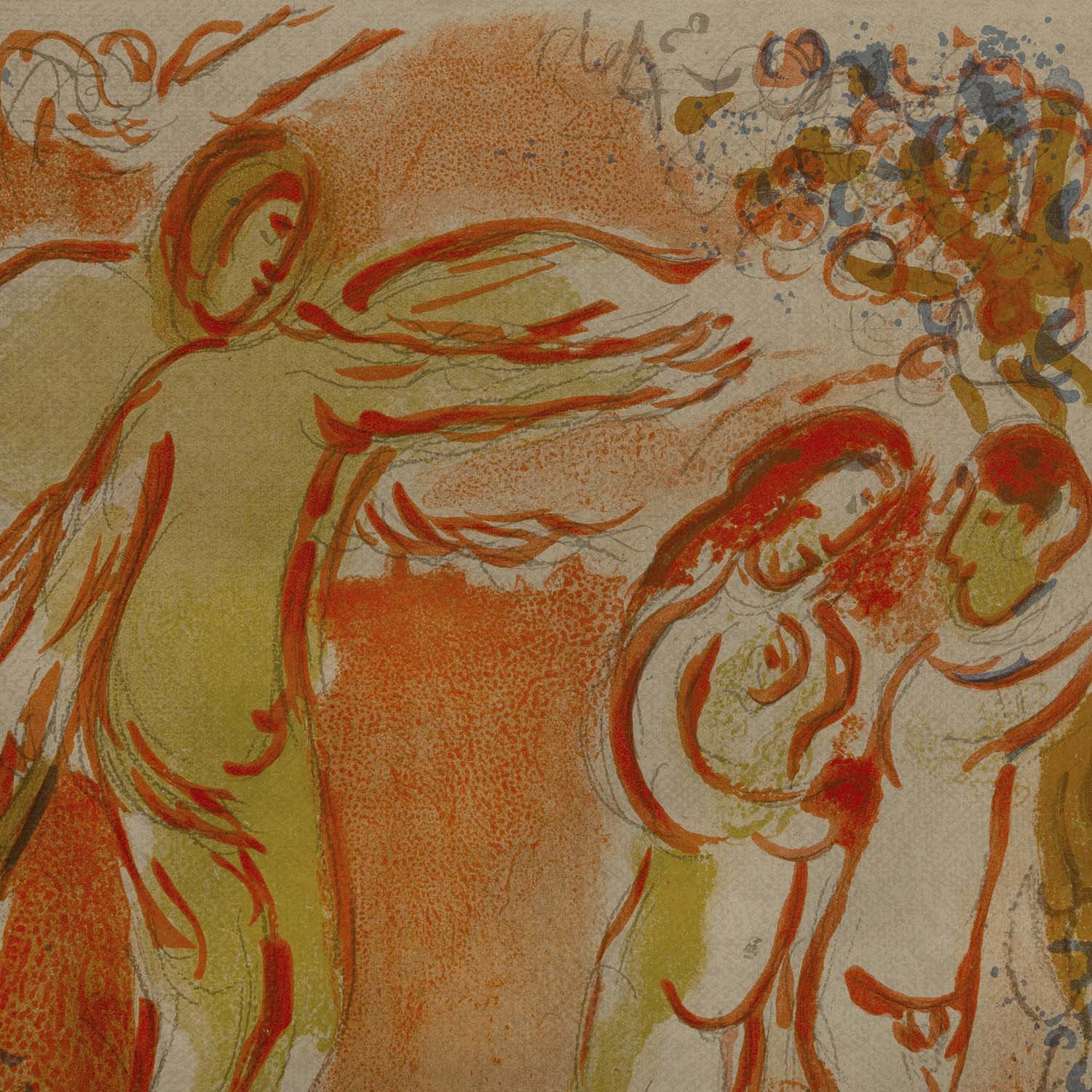 Marc Chagall (1887-1985), Adam et Ève chassés du Paradis terrestre - 1960, Lithograph on paper - Detail D1