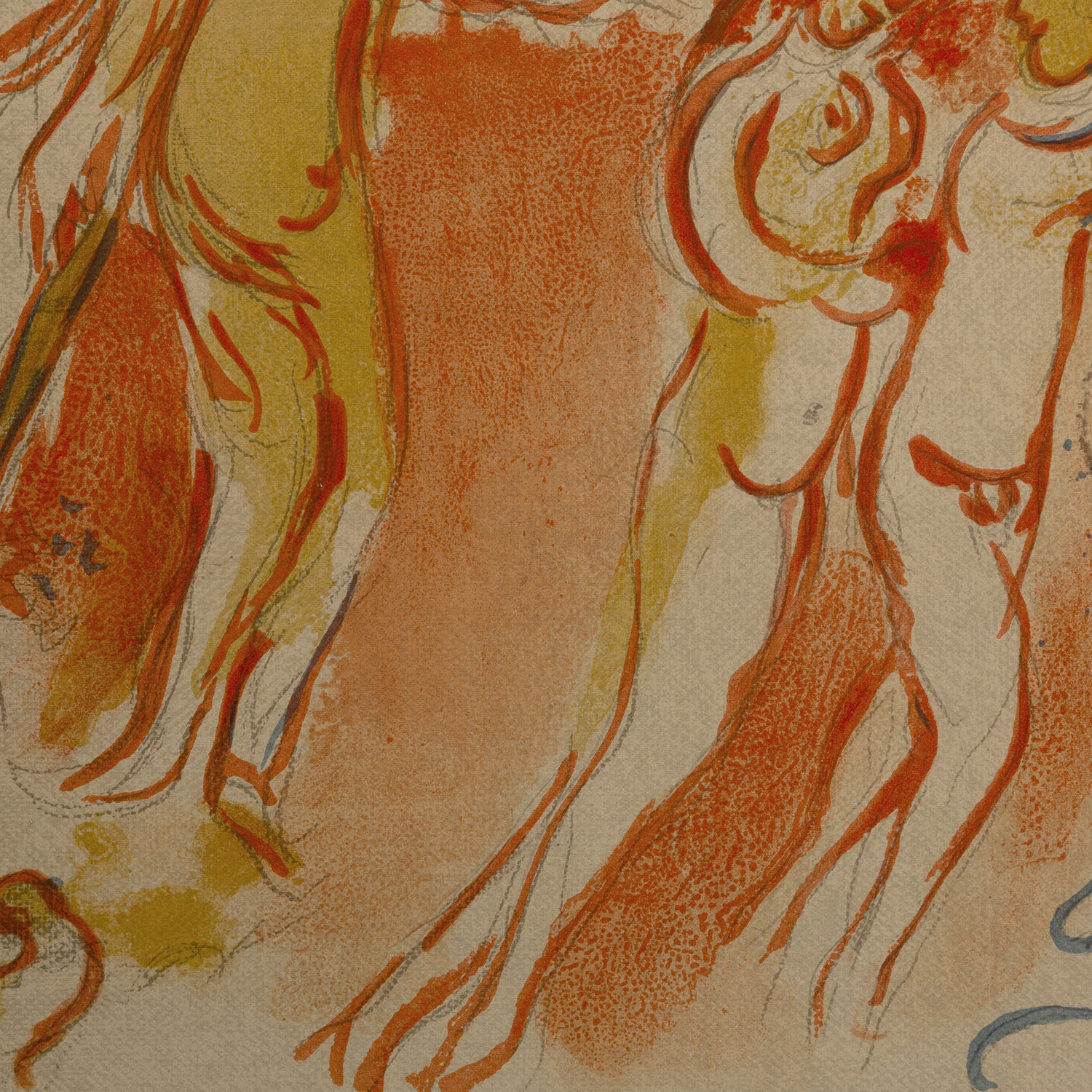 Marc Chagall (1887-1985), Adam et Ève chassés du Paradis terrestre - 1960, Lithograph on paper - Detail D2