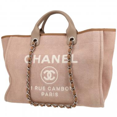 Bolso Cabás Chanel  Deauville en lona beige y cuero beige