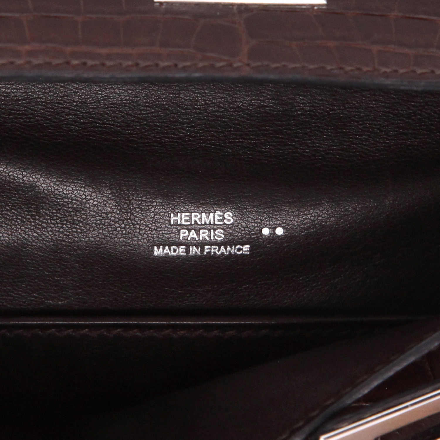 Hermès  Kelly - Clutch pouch  in brown niloticus crocodile - Detail D2