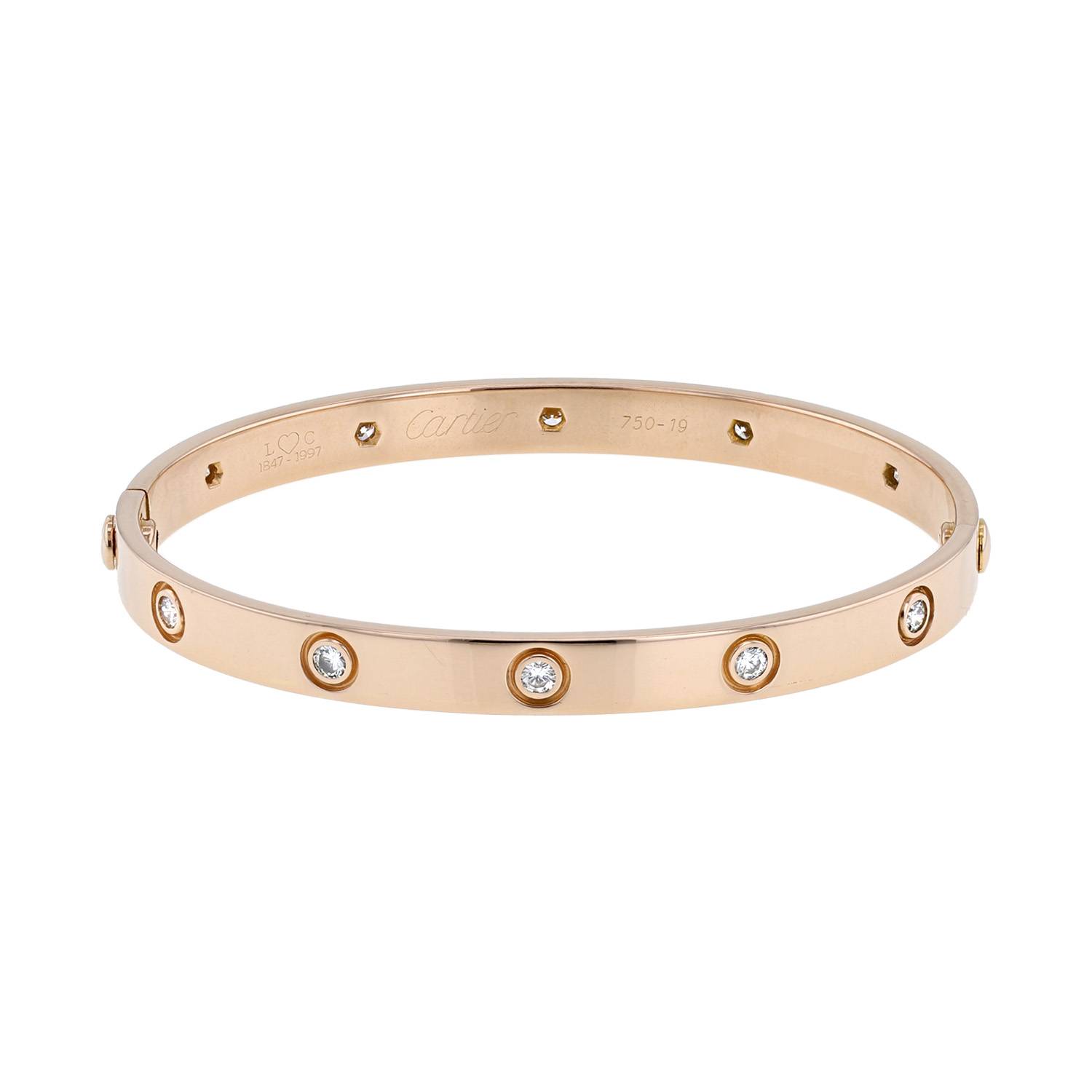 bracelet cartier love 10 diamants en or rose et diamants