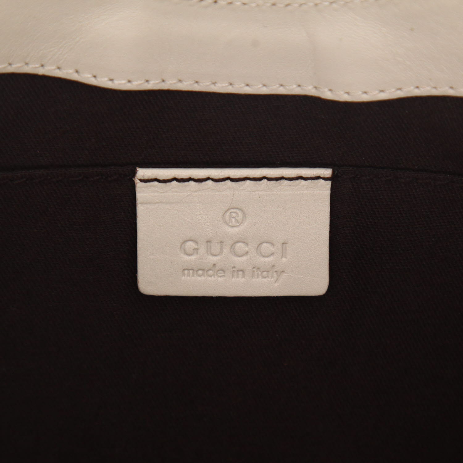 Gucci  Jackie handbag  in off-white leather  and beige logo canvas - Detail D2