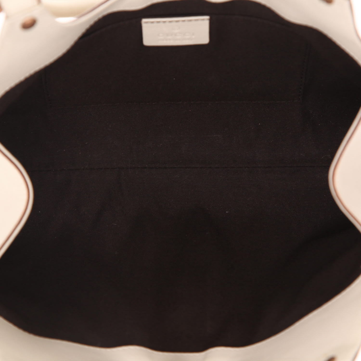 Gucci  Jackie handbag  in off-white leather  and beige logo canvas - Detail D3