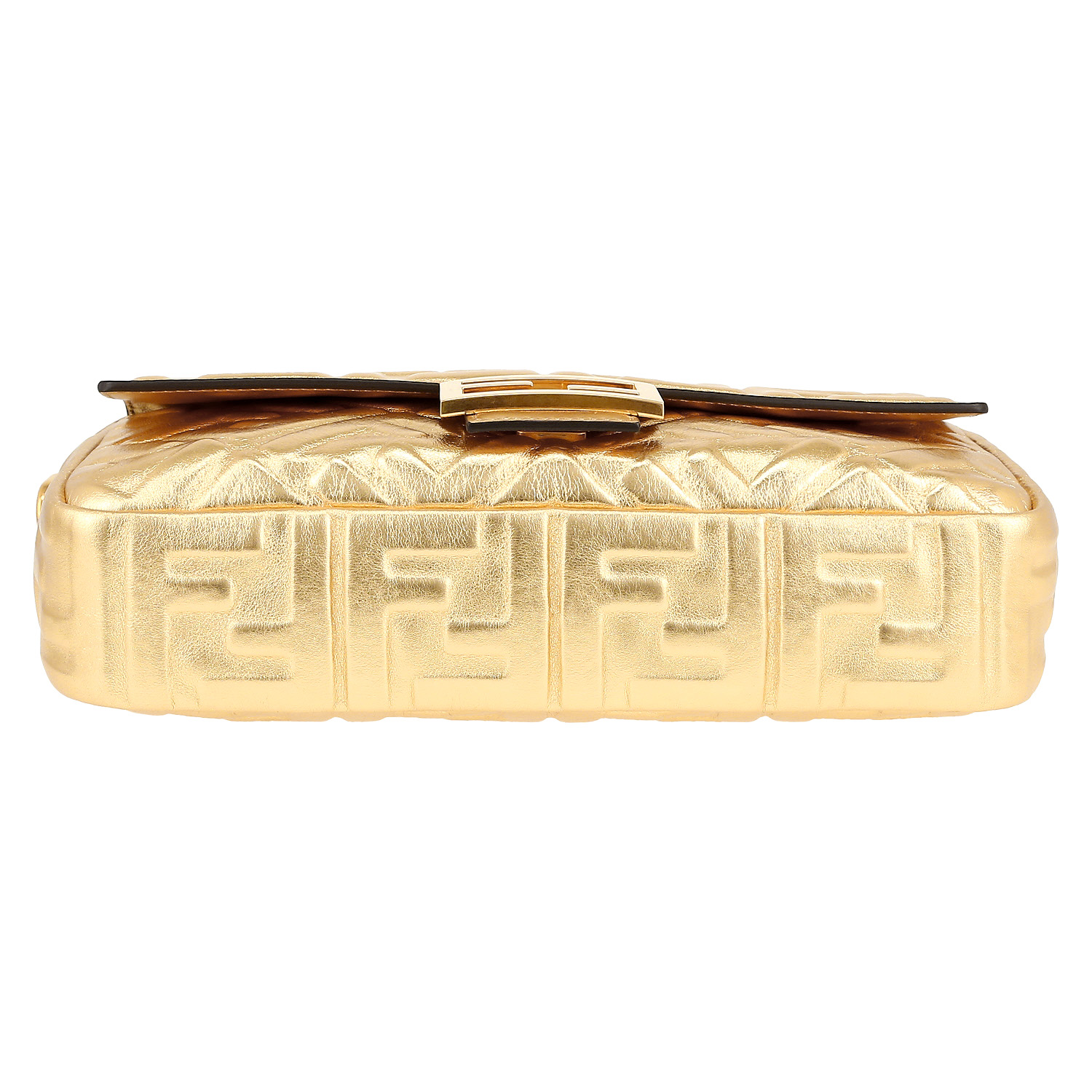Fendi  Baguette handbag  in gold monogram leather - Detail D1