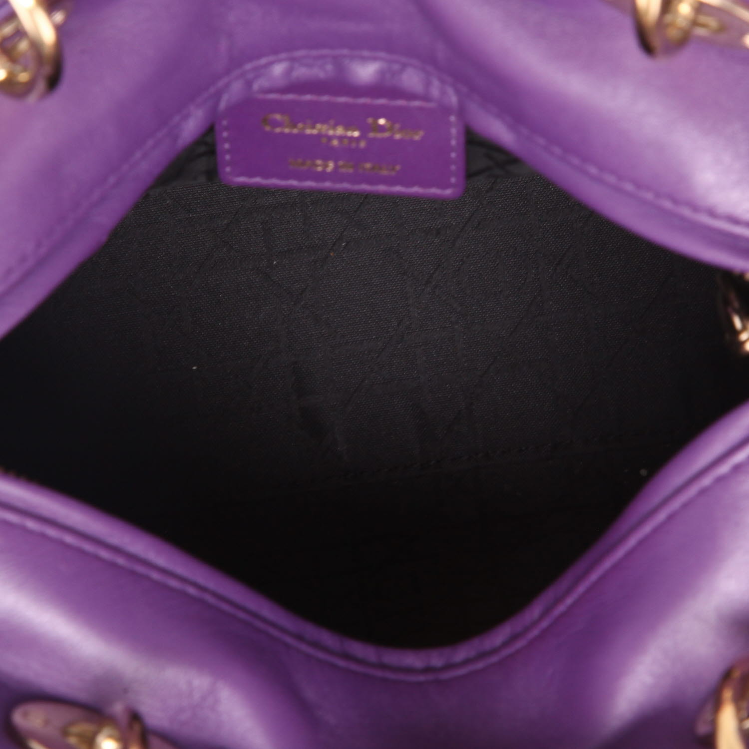 Dior  Lady Dior handbag  in purple leather cannage - Detail D3