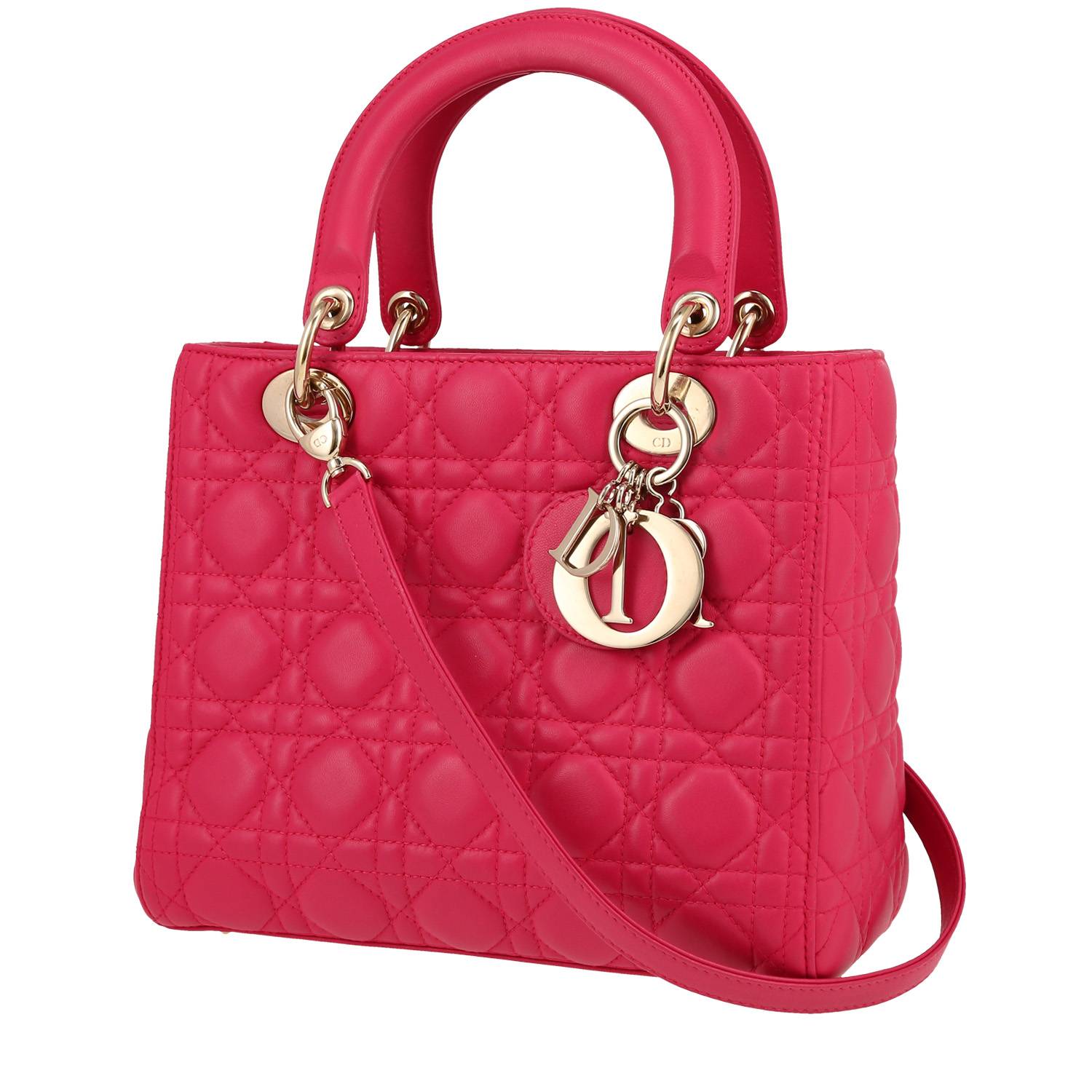 Lady dior leather handbag Dior Pink in Leather - 38221215