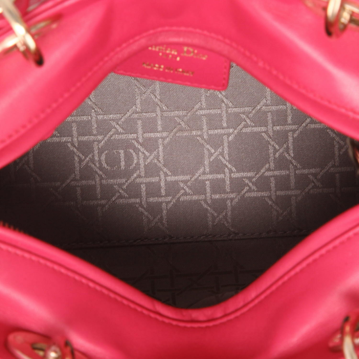 Sac à main Dior  Lady Dior en cuir cannage rose - Detail D3