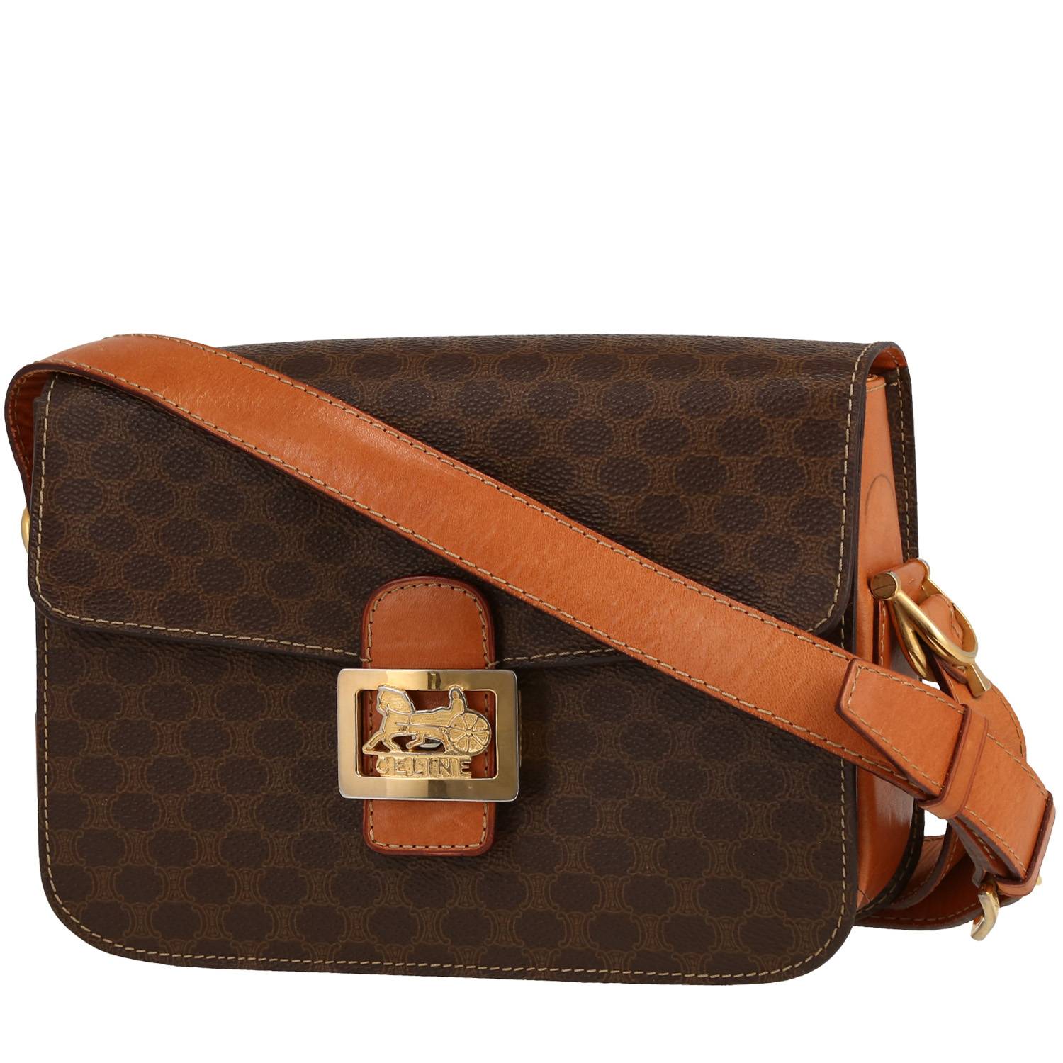 Sac porté épaule Celine  Vintage en toile monogram marron et cuir naturel