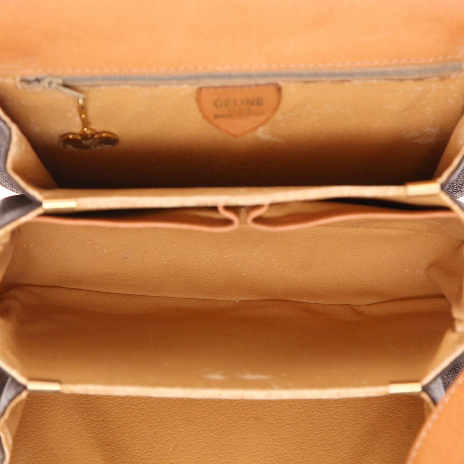 Bolso para llevar al hombro Celine  Vintage en lona Monogram marrón y cuero natural - Detail D3