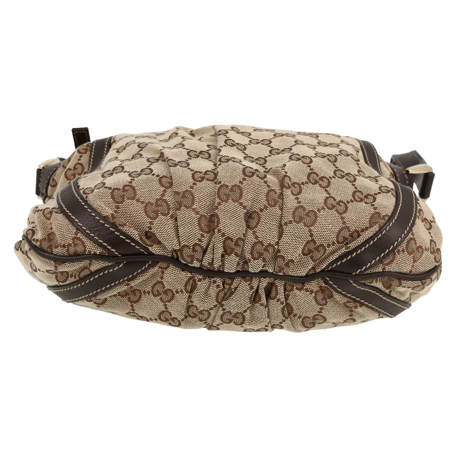 Bolso bandolera Gucci  Gucci Vintage en lona monogram beige y cuero marrón - Detail D1