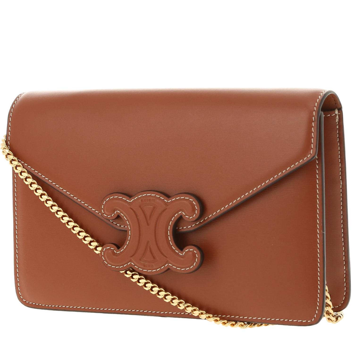 Triomphe Shoulder Bag In Brown Leather