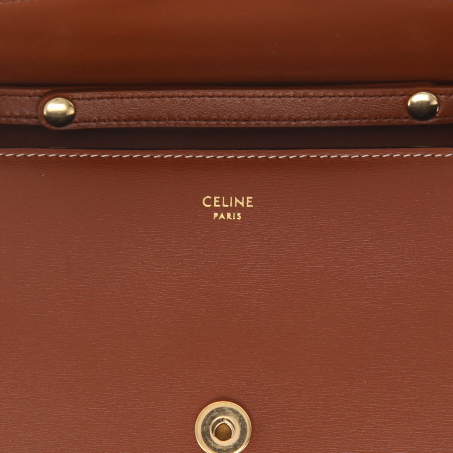 Sac bandoulière Celine  Triomphe en cuir marron - Detail D2