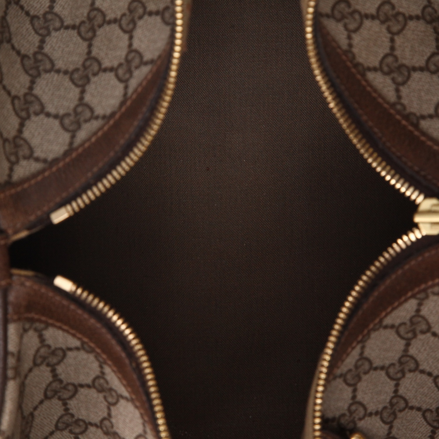 Borsa weekend Gucci Vintage in tela siglata beige e pelle marrone - Detail D7