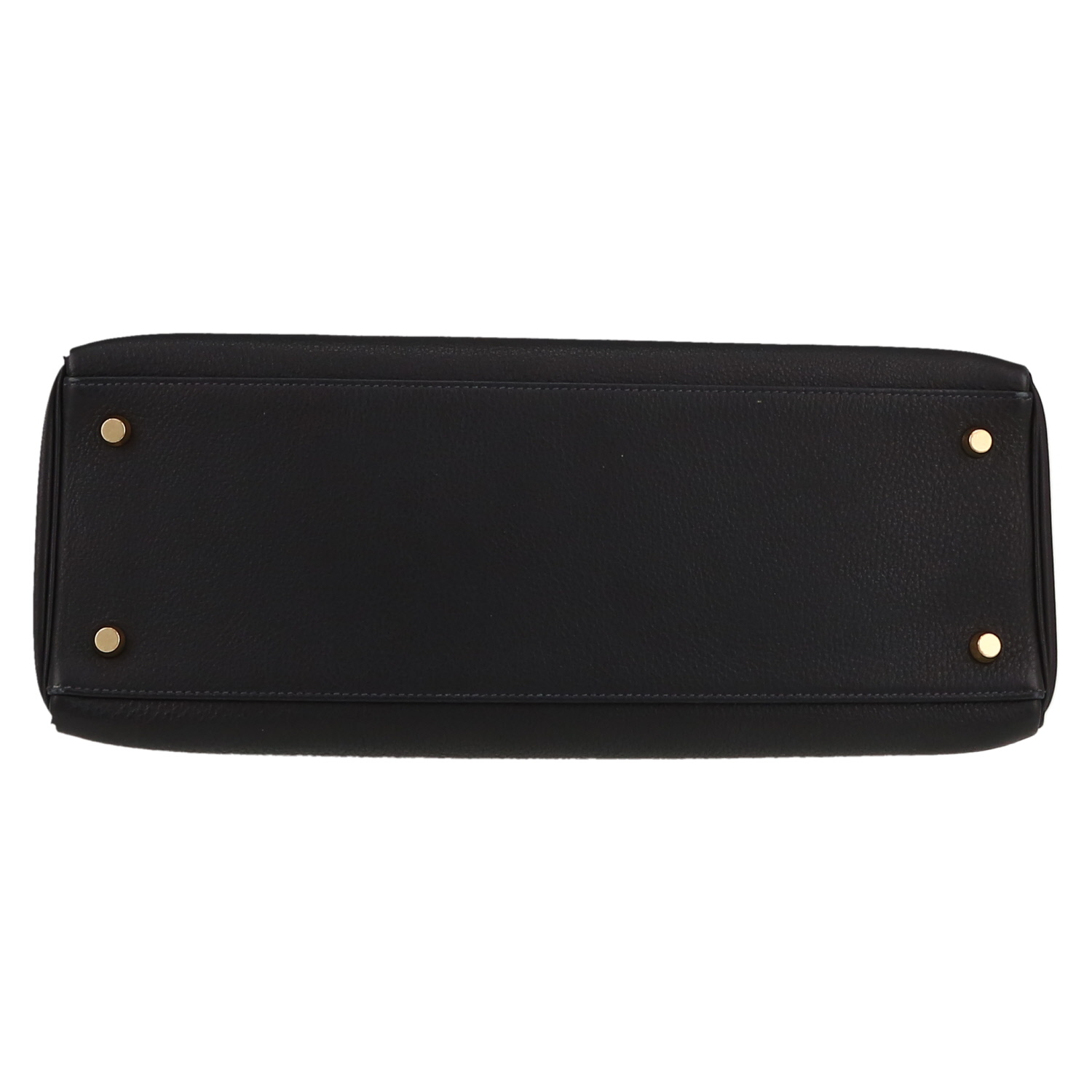 Sac à main Hermès  Kelly 35 cm en cuir grainé bleu-marine - Detail D1