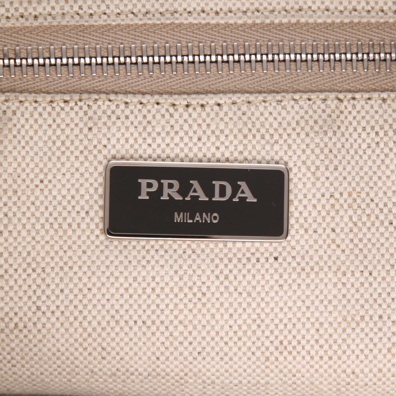 Prada   shopping bag  in khaki leather saffiano - Detail D2