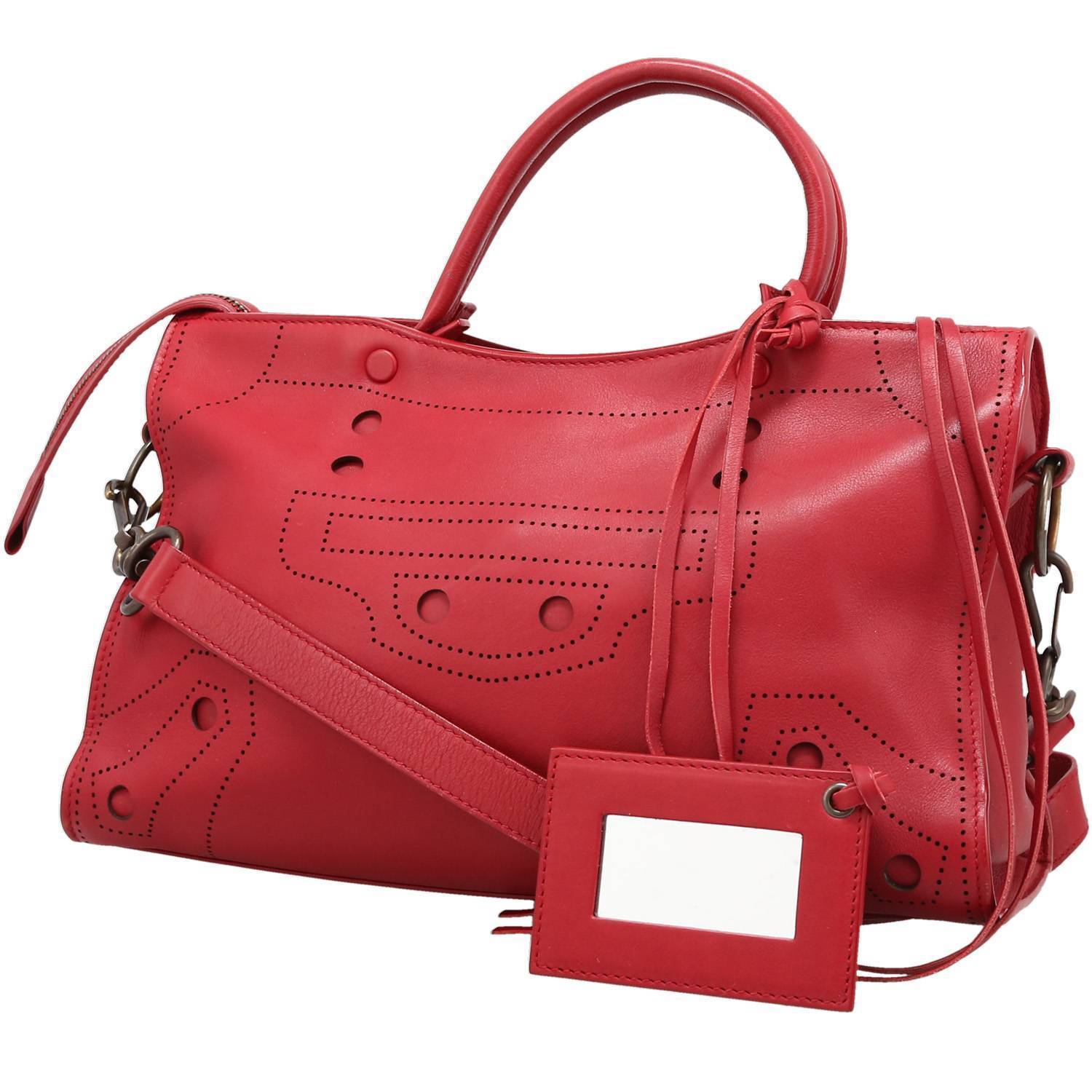 Balenciaga Blackout city handbag in red leather