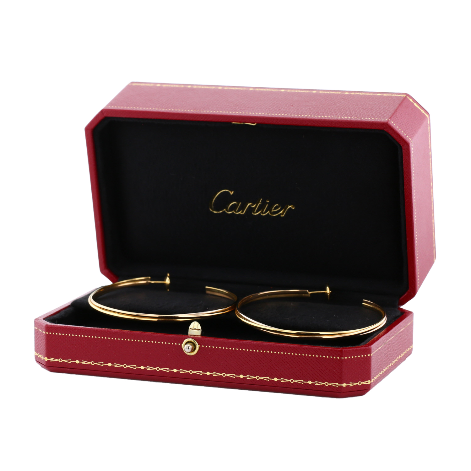 Paire de créoles Cartier Trinity grand modèle en 3 ors - Detail D2