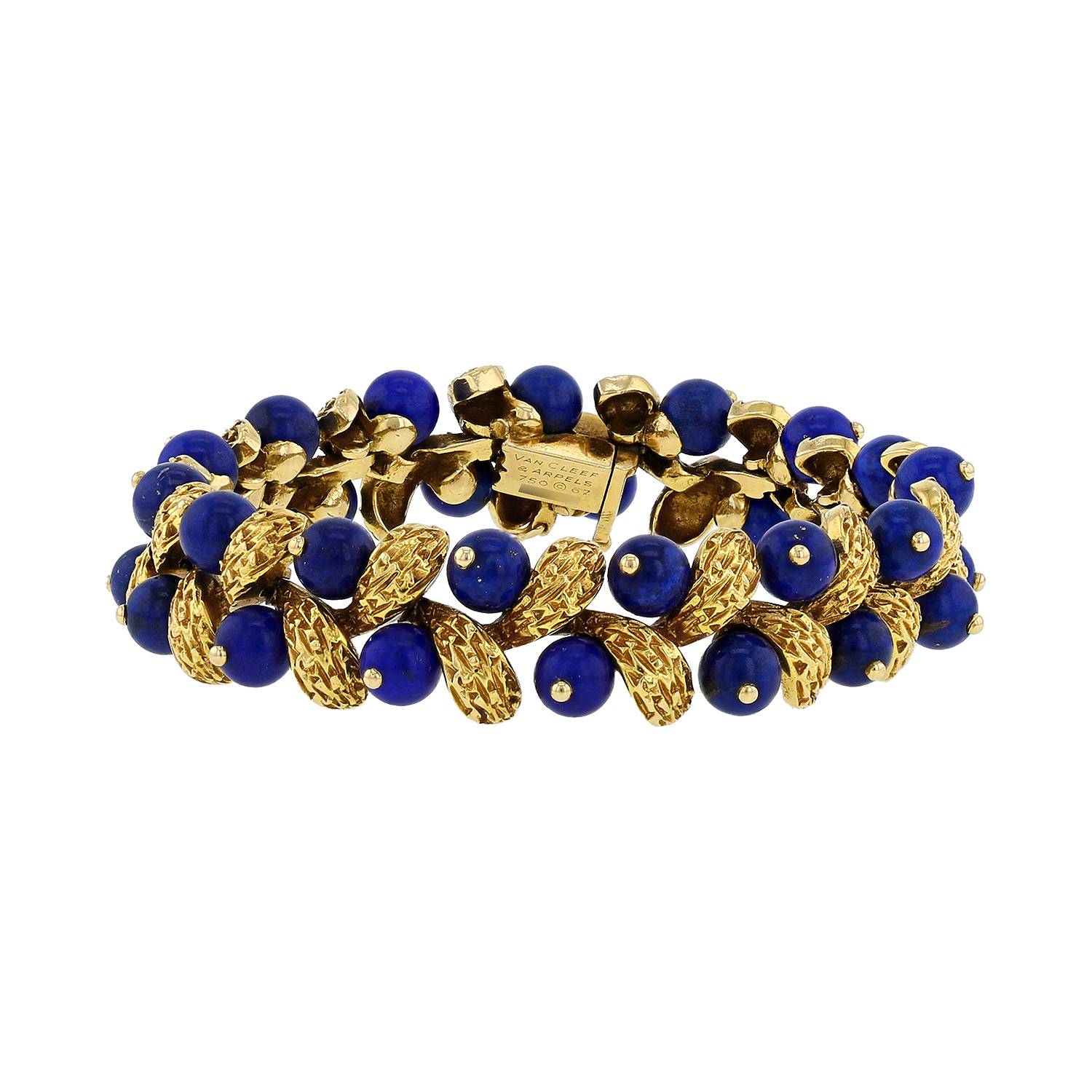 bracelet van cleef & arpels gui en or jaune et lapis-lazuli