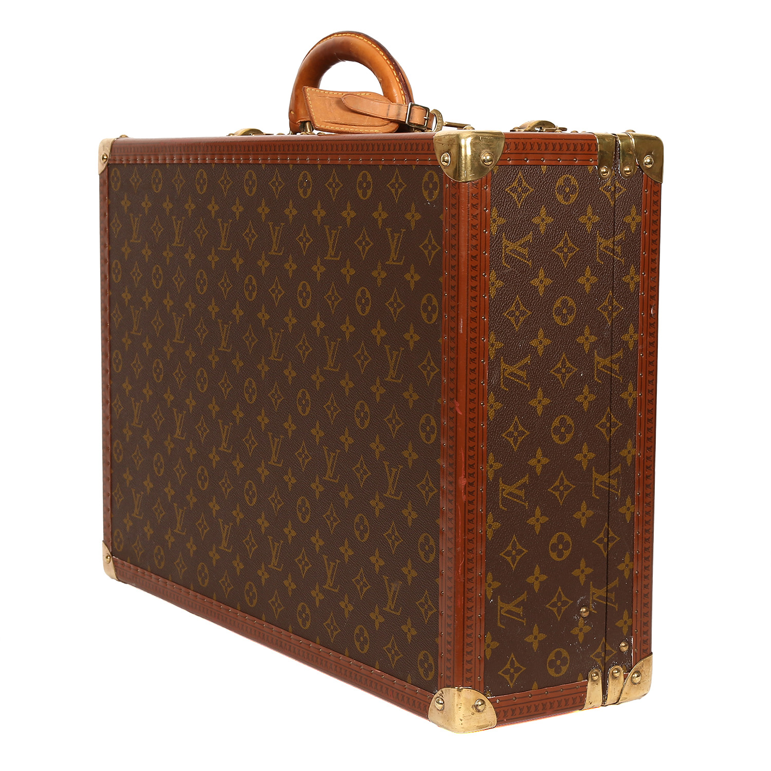 Louis Vuitton  Bisten 55 suitcase  in brown monogram canvas  and lozine (vulcanised fibre) - Detail D2