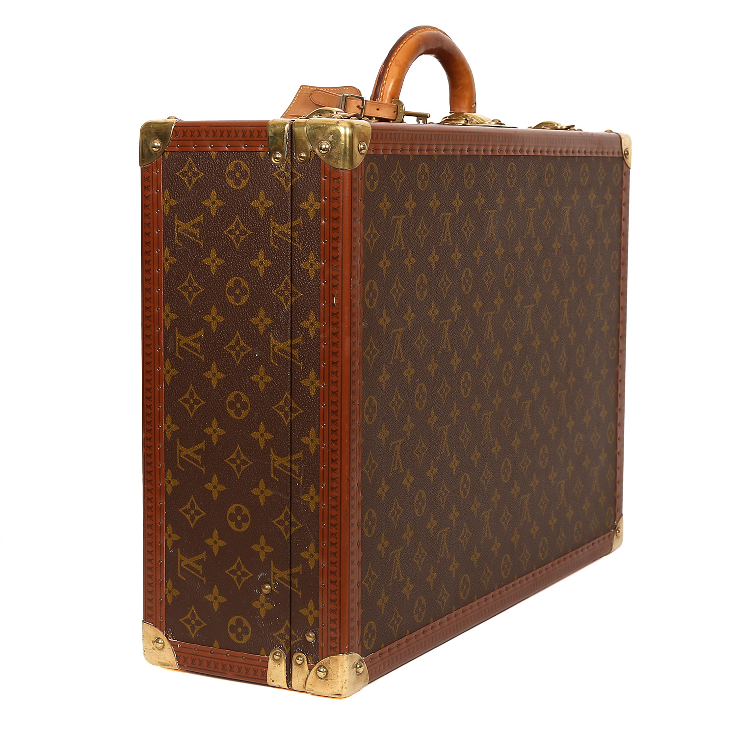 Louis Vuitton  Bisten 55 suitcase  in brown monogram canvas  and lozine (vulcanised fibre) - Detail D3