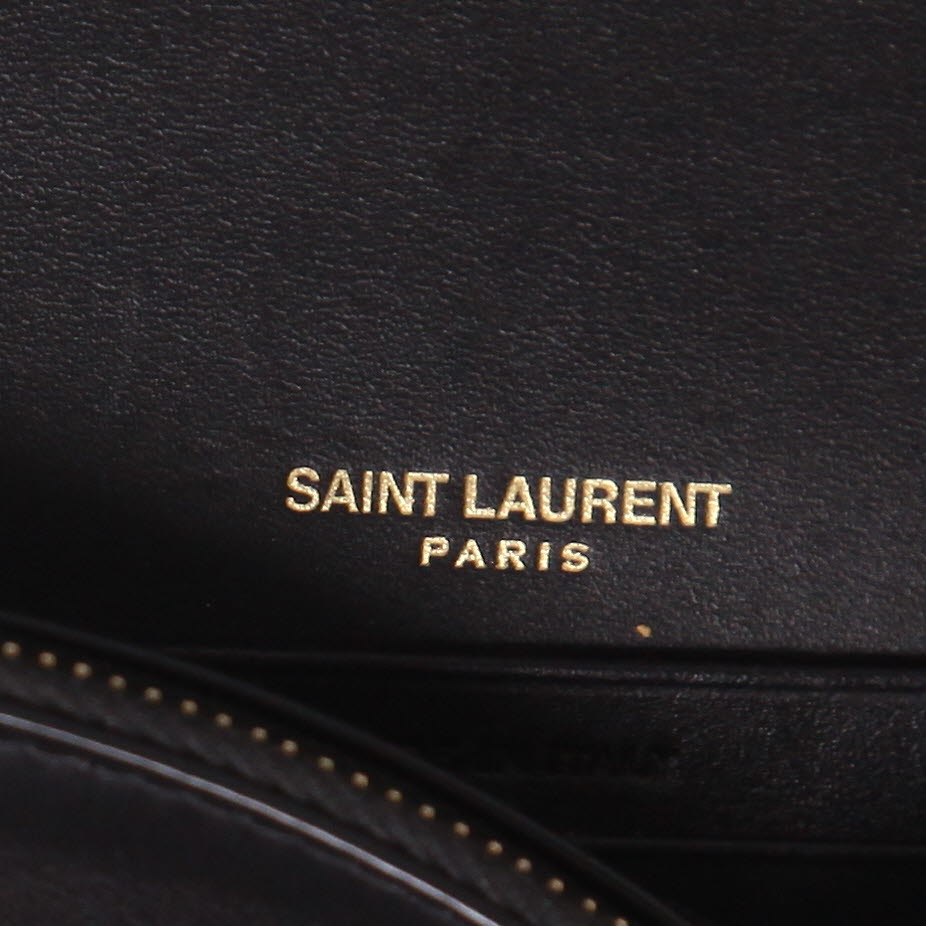 Sac bandoulière Saint Laurent  Kate Pompon en cuir noir - Detail D2
