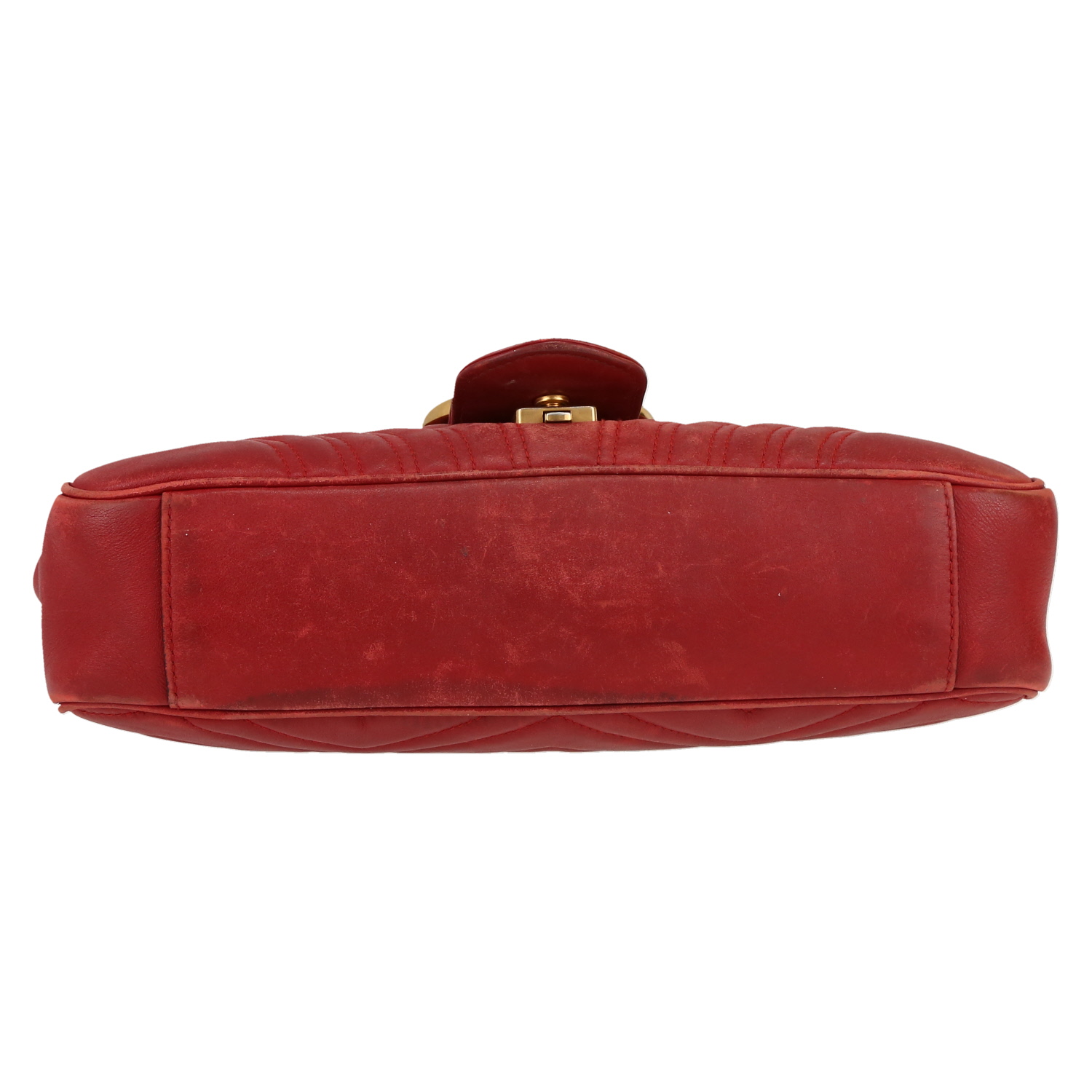 Bolso bandolera Gucci  GG Marmont modelo grande  en cuero acolchado rojo - Detail D1