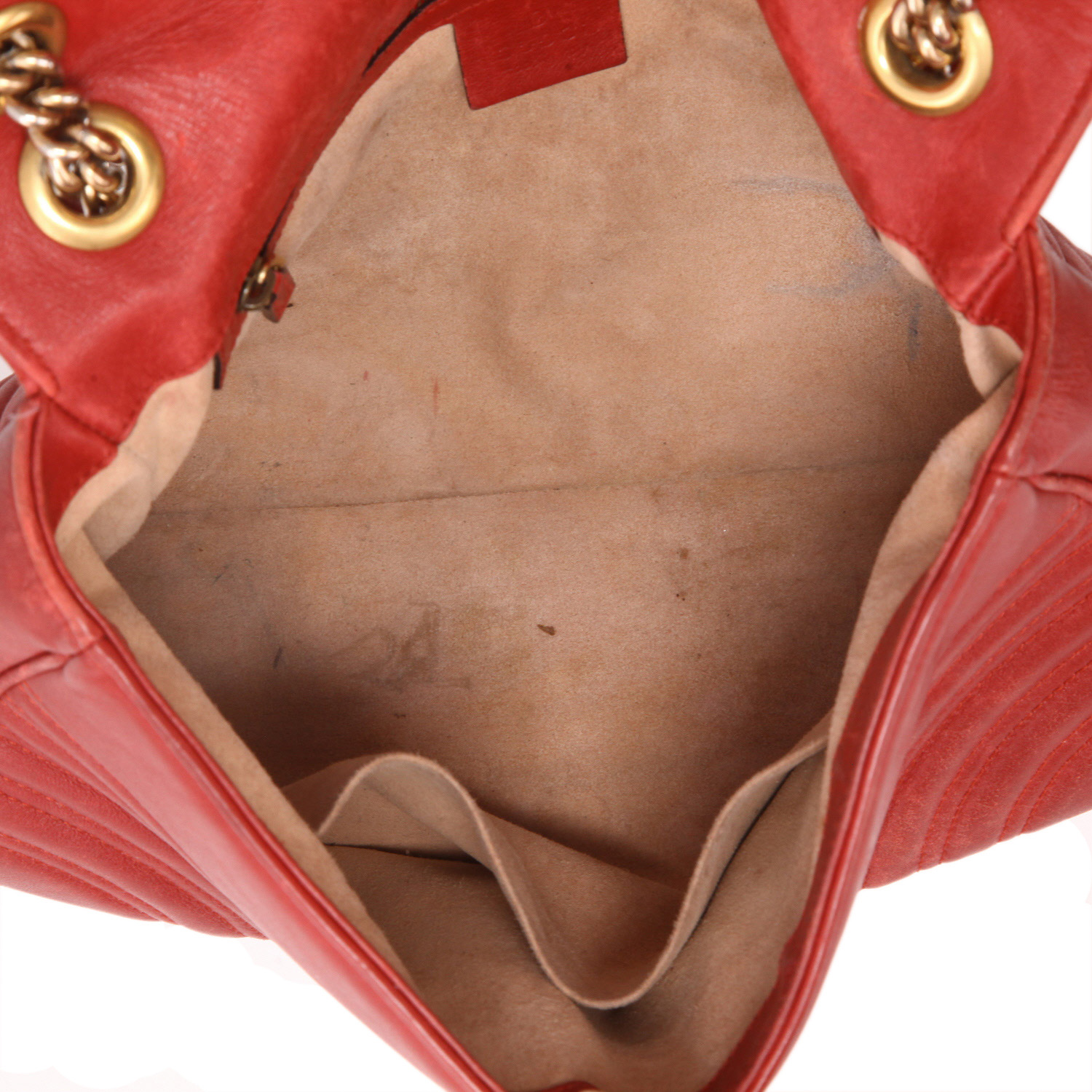 Bolso bandolera Gucci  GG Marmont modelo grande  en cuero acolchado rojo - Detail D3