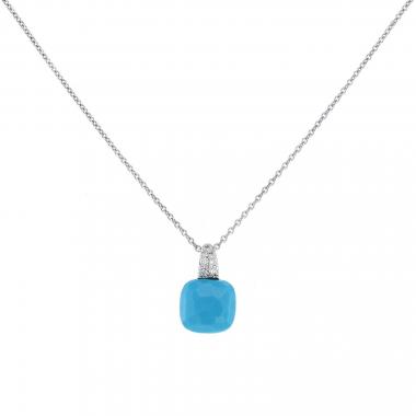 Pomellato Capri pendant in white gold, turquoise and diamonds