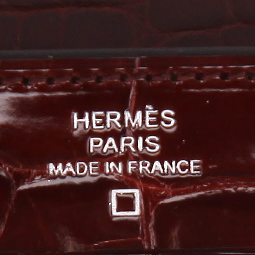 Portefeuille Hermès  Kelly wallet en alligator bordeaux - Detail D2