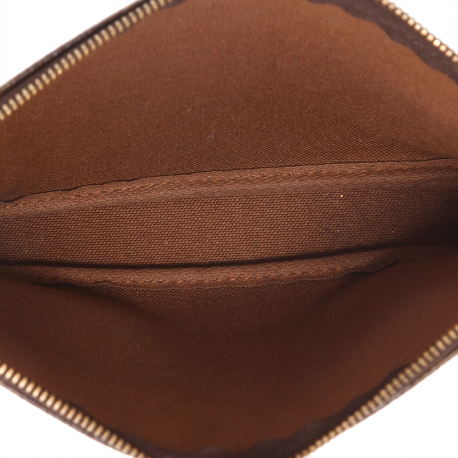 Louis Vuitton  Pochette accessoires handbag/clutch  in brown monogram canvas  and natural leather - Detail D3