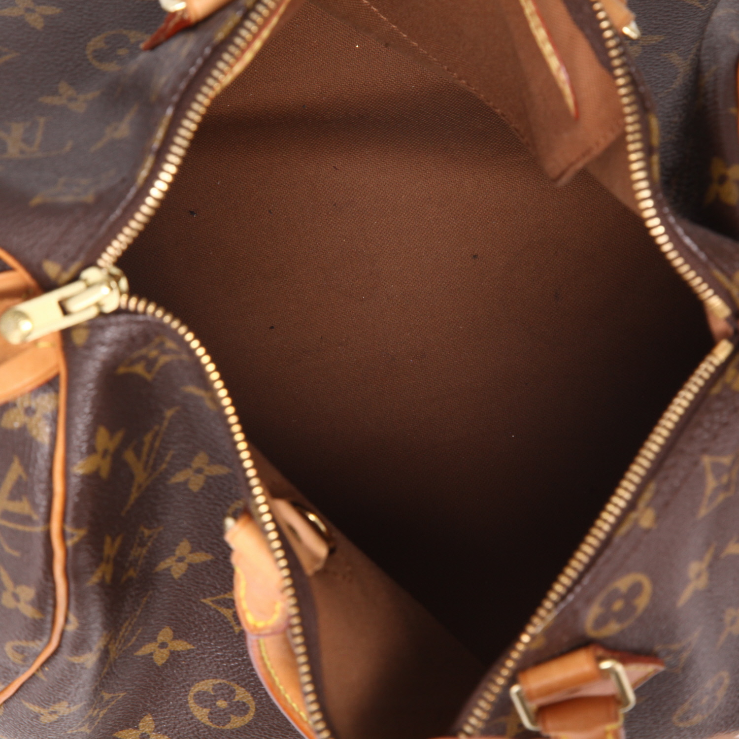 Sac à main Louis Vuitton  Speedy 30 en toile monogram marron et cuir naturel - Detail D3