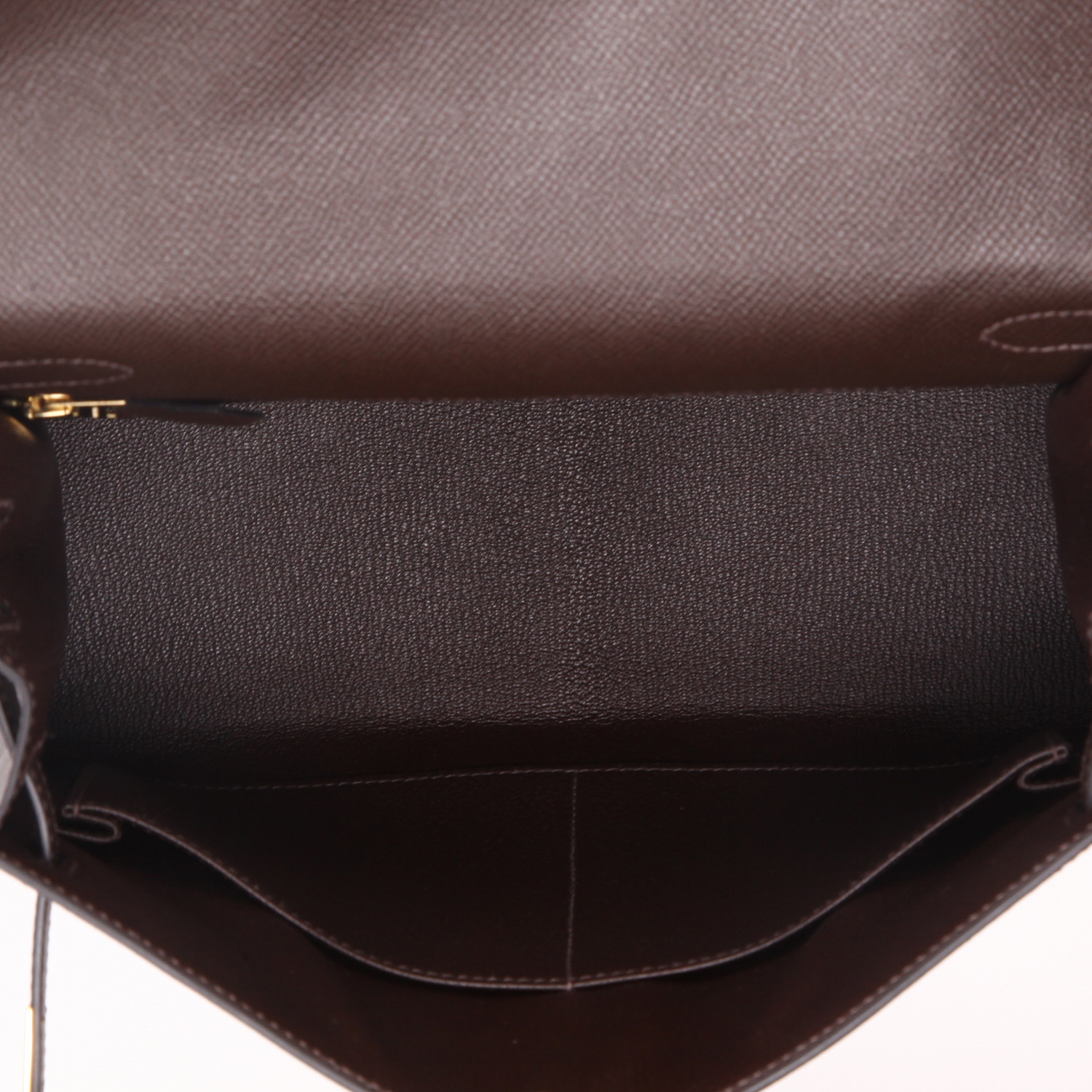 Borsa Hermès  Kelly 28 cm in pelle Epsom marrone - Detail D3