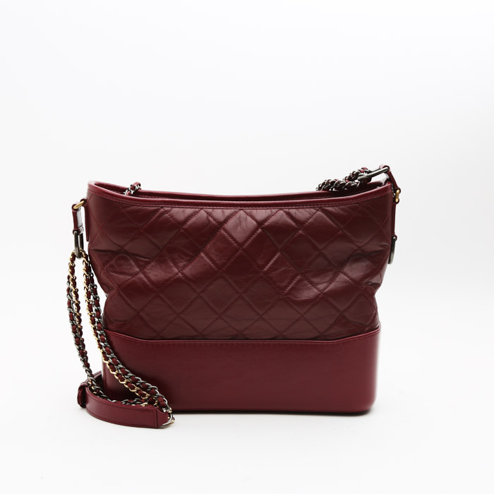 Chanel  Gabrielle  medium model  handbag  in burgundy quilted leather - Detail D9