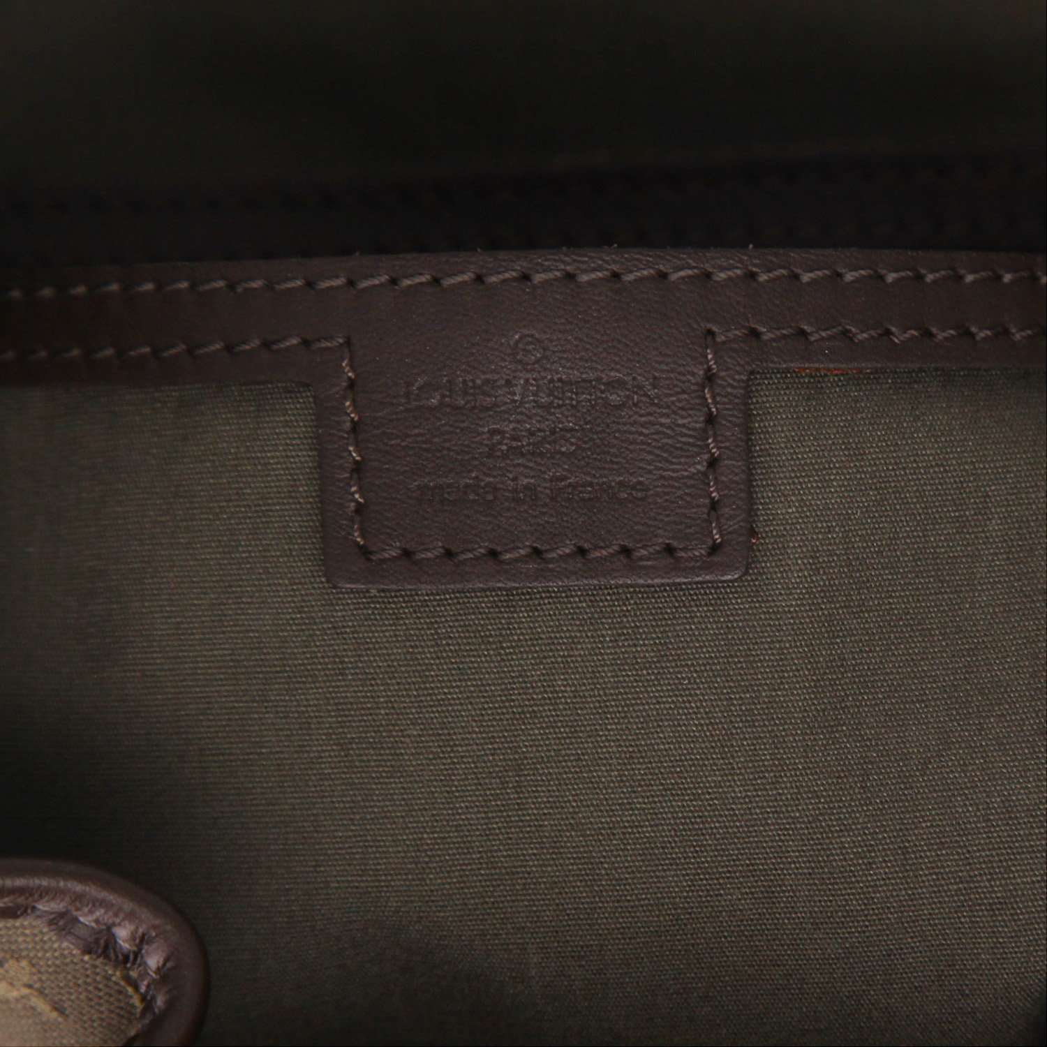 Zaino Louis Vuitton  Montsouris in tela monogram verde e pelle marrone - Detail D2
