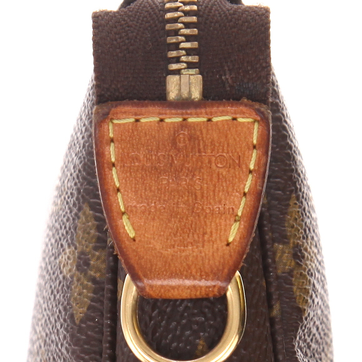 Louis Vuitton  Pochette accessoires pouch  in brown monogram canvas  and natural leather - Detail D2