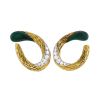 Mauboussin  earrings for non pierced ears in yellow gold, malachite and diamonds - 00pp thumbnail