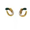 Paire de clips d'oreilles Mauboussin  en or jaune, malachite et diamants - 360 thumbnail