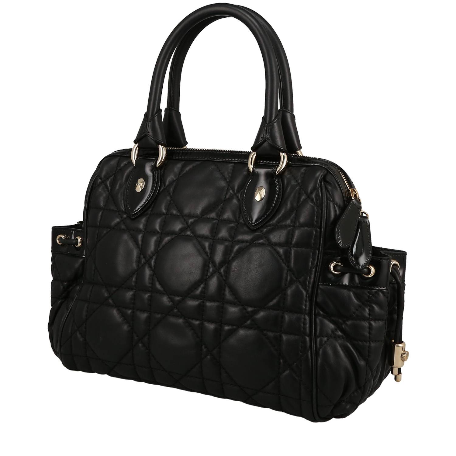 Handbag In Black Leather Cannage