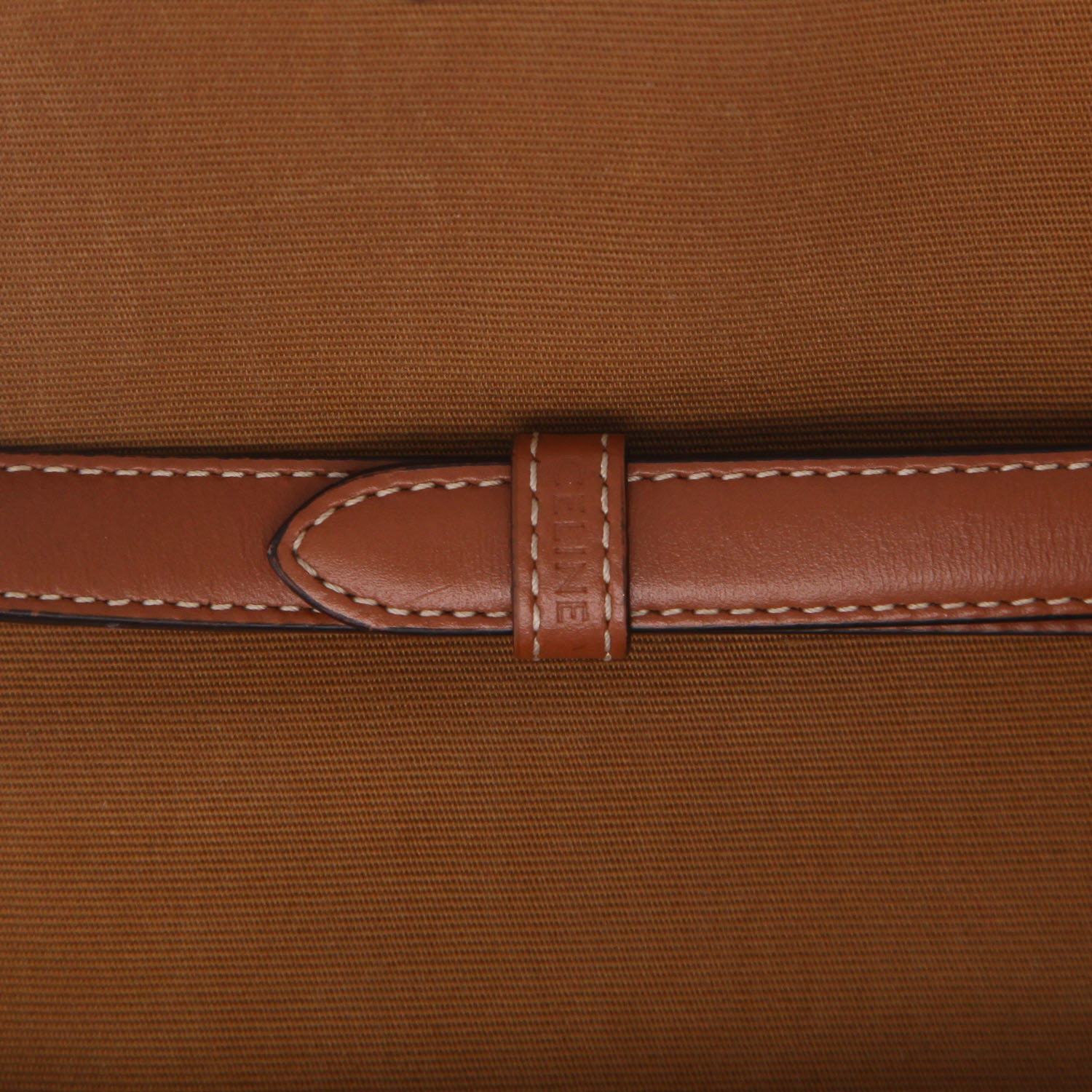 Celine   shoulder bag  logo canvas  and brown leather - Detail D2