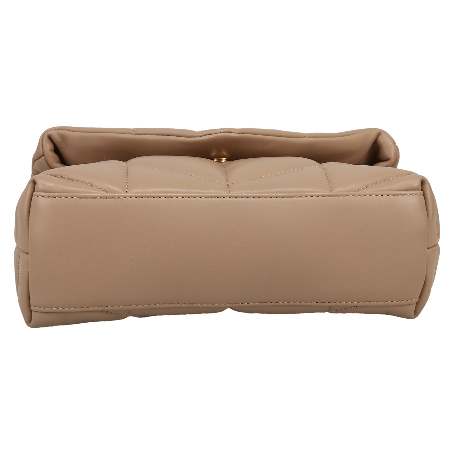 Bolso bandolera Saint Laurent  Puffer en cuero acolchado beige - Detail D1