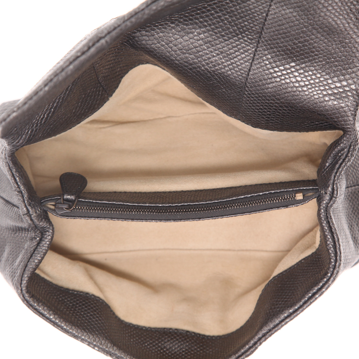 Pochette Bottega Veneta   en lézard argenté - Detail D3