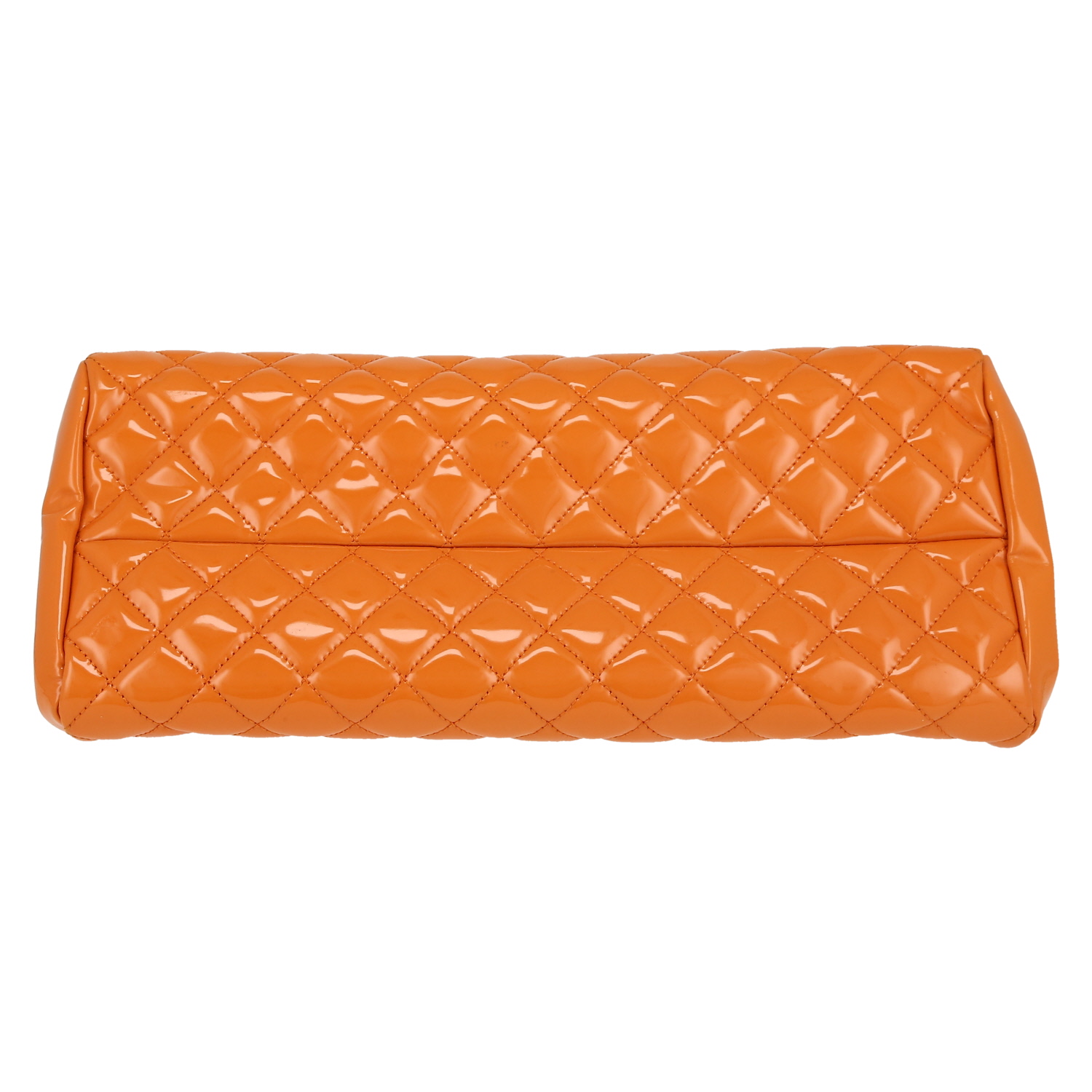 Bolso de mano Chanel  Mademoiselle en charol acolchado naranja - Detail D1