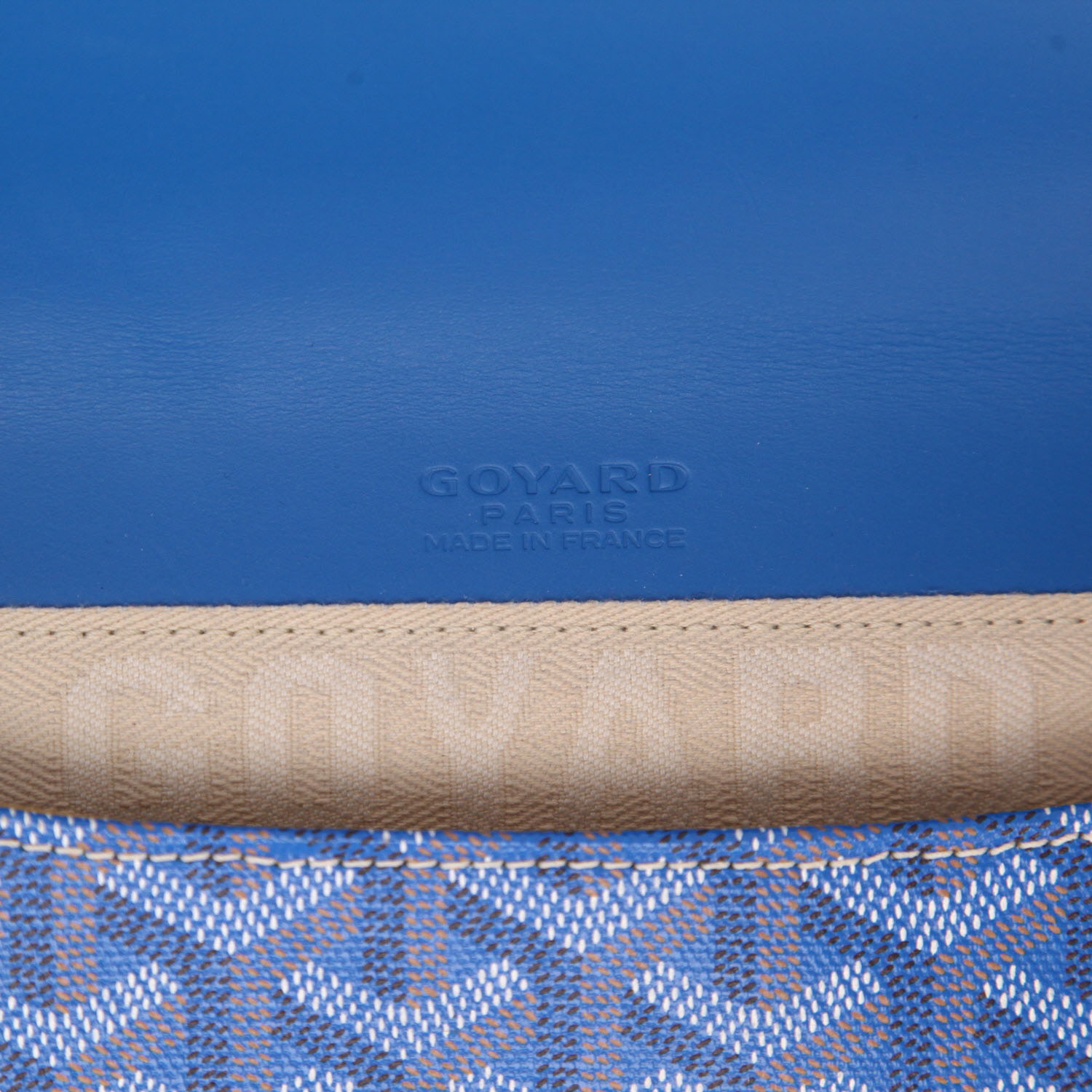 Pochette Goyard   in tela Goyardine blu e legno - Detail D2