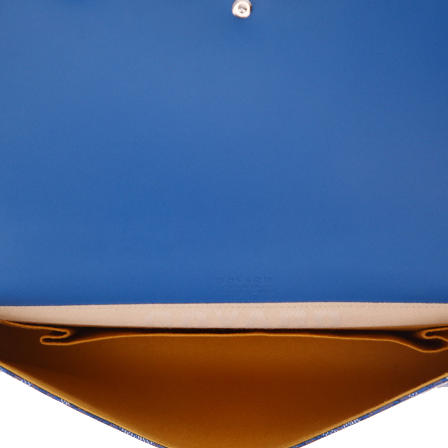 Bolsito de mano Goyard   en tela Goyardine azul y madera - Detail D3