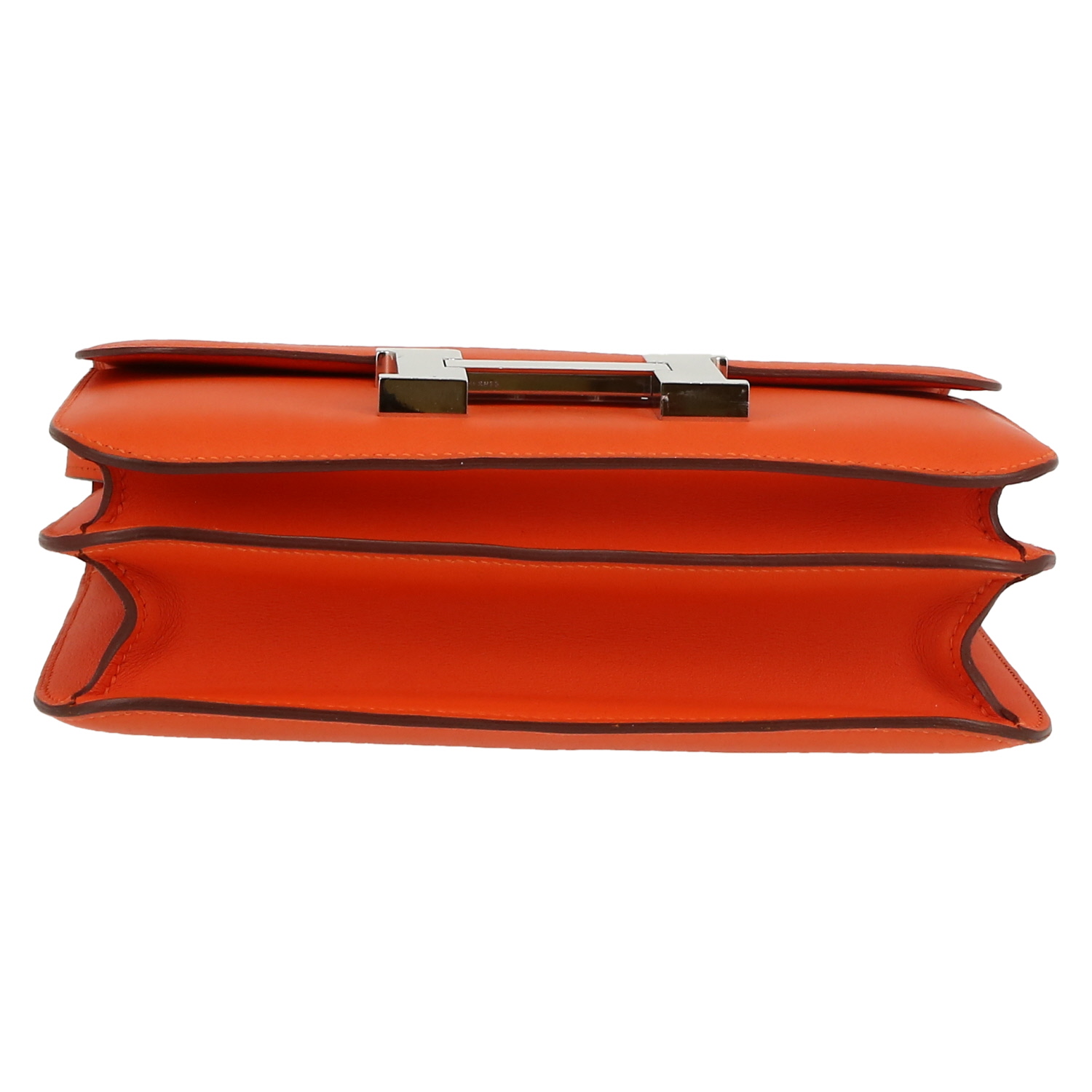 Hermès  Constance handbag  in orange Swift leather - Detail D1