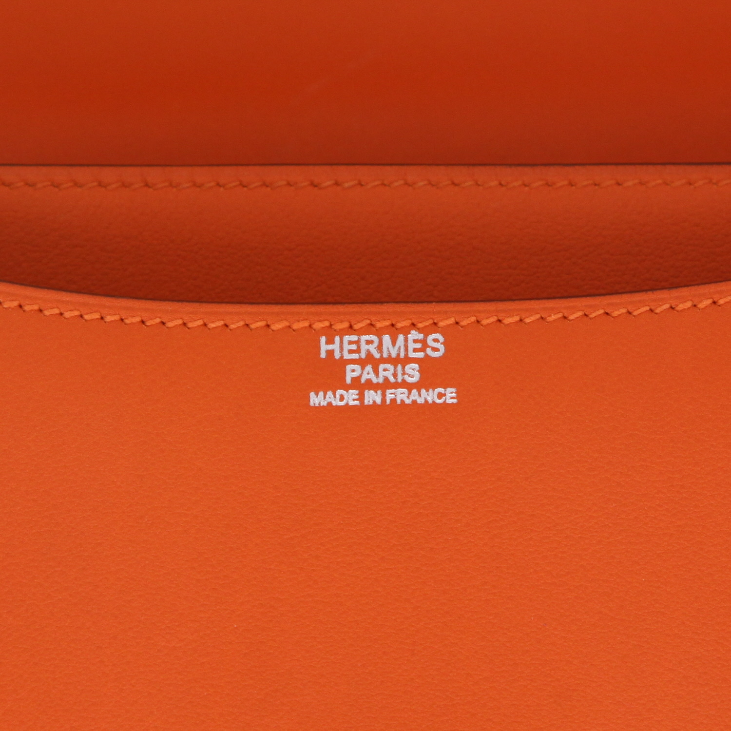 Hermès  Constance handbag  in orange Swift leather - Detail D2