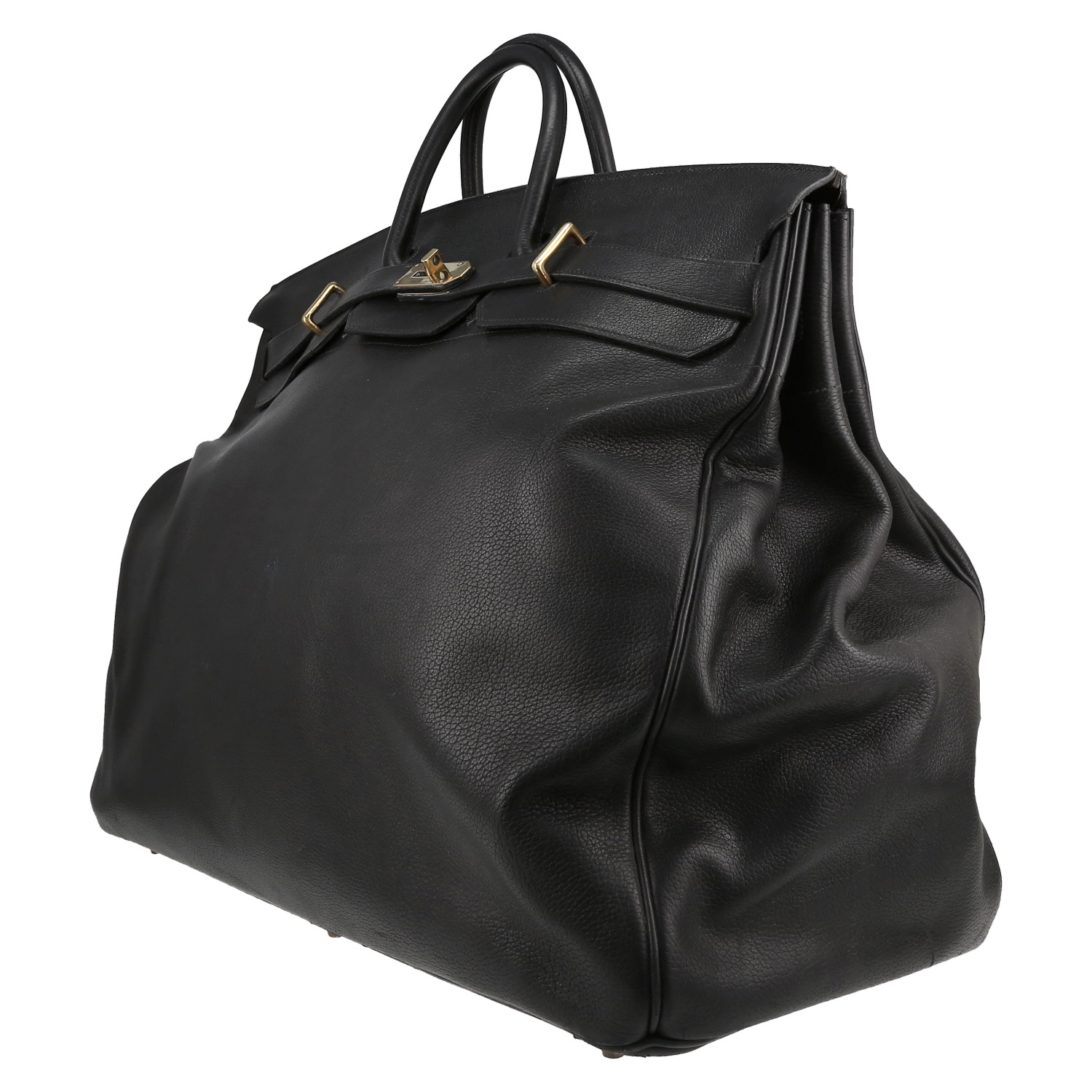 Hermès  Haut à Courroies travel bag  in black Ardenne leather - Detail D2