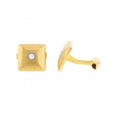 Boutons De Manchette Vintage – Laiton Doré Quadrillé, Paire Ronde